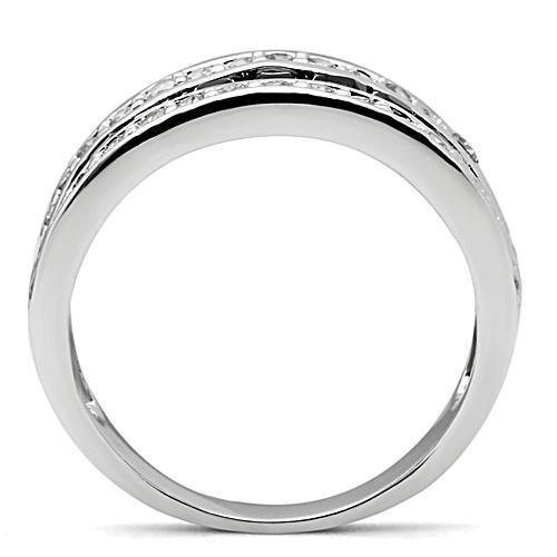 3W117 Rhodium Brass Ring featuring AAA Grade CZ in Jet color, showcasing its elegant design and sparkling center stone.