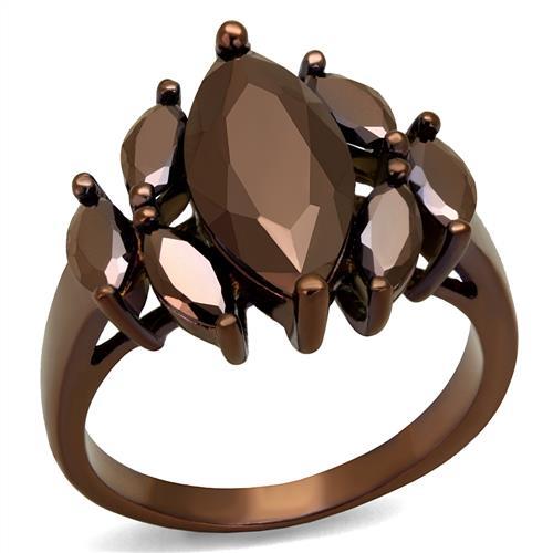 3W1173 IP Coffee light Brass Ring featuring AAA Grade CZ in Light Coffee color, showcasing its elegant design and craftsmanship.