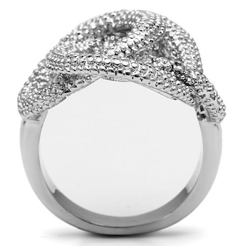 3W196 Rhodium Brass Ring featuring a clear AAA Grade CZ stone, showcasing its elegant design and luxurious finish.