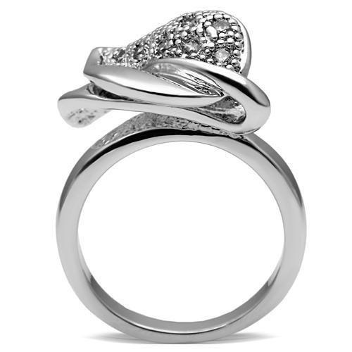 3W200 Rhodium Brass Ring featuring a clear AAA Grade CZ stone, showcasing its elegant design and luxurious finish.