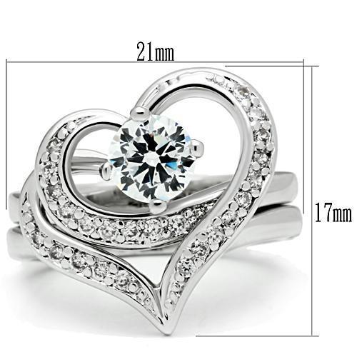 3W220 Rhodium Brass Ring featuring a clear AAA Grade CZ stone, showcasing its elegant design and shiny finish.