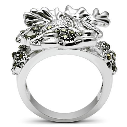 3W205 Rhodium Brass Ring featuring a clear top grade crystal, showcasing its elegant design and luxurious finish.