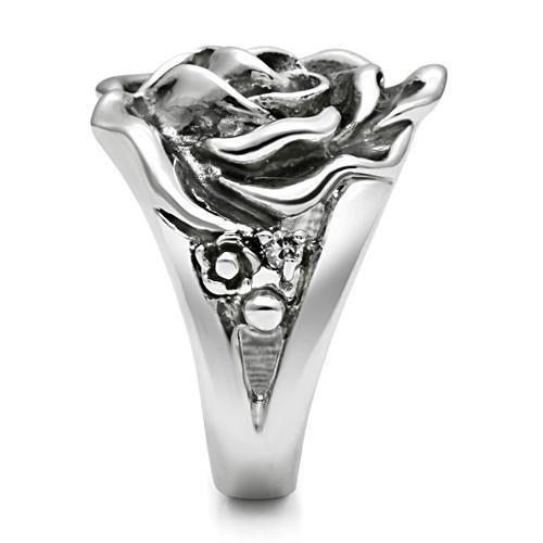 3W210 Rhodium Brass Ring featuring a clear AAA Grade CZ center stone, showcasing its elegant design and shiny finish.