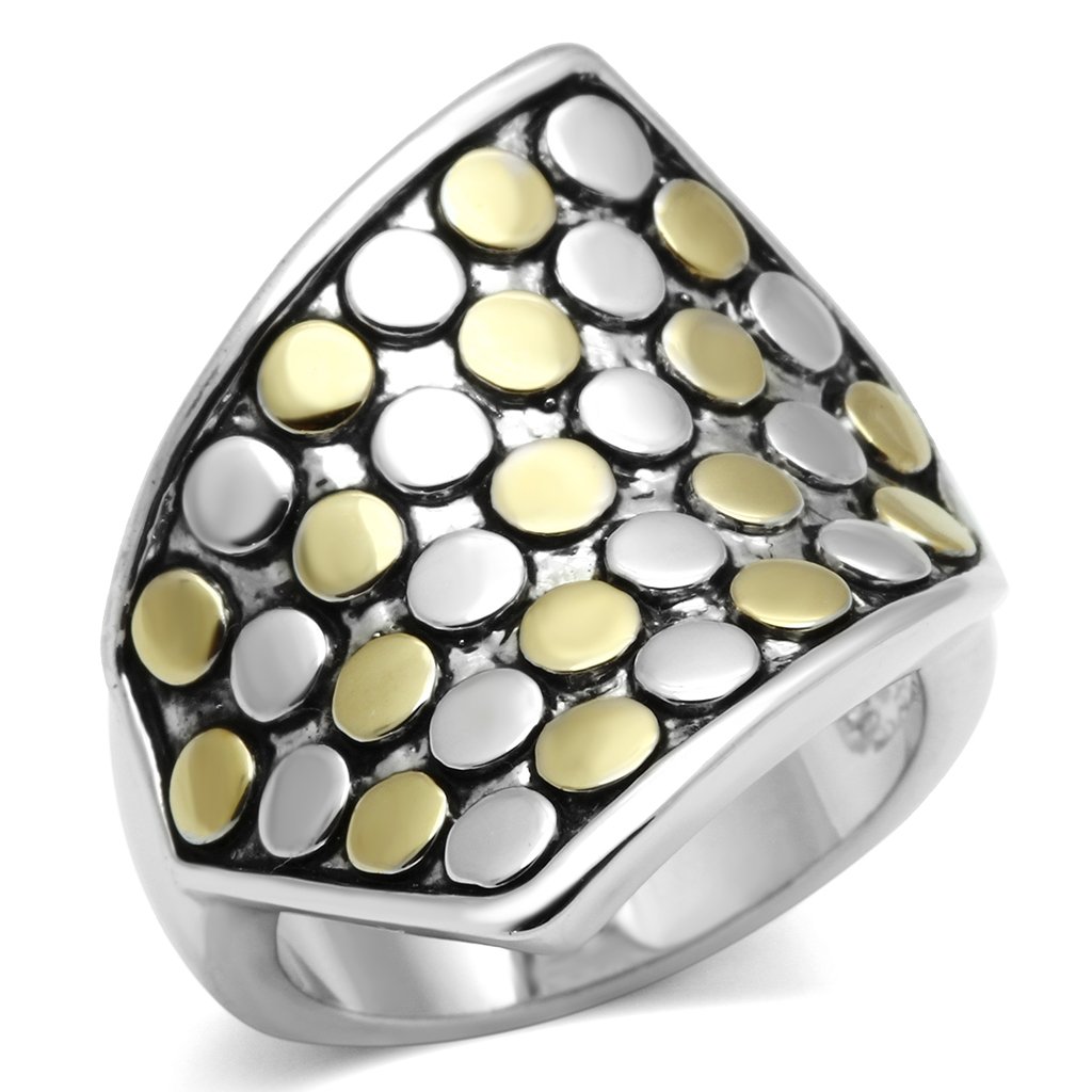 3W249 Reverse Two-Tone Brass Ring showcasing its elegant design and quality craftsmanship.