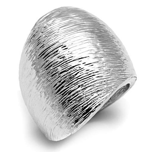 3W256 Rhodium Brass Ring with a sleek, polished finish, showcasing its elegant design without any stones.