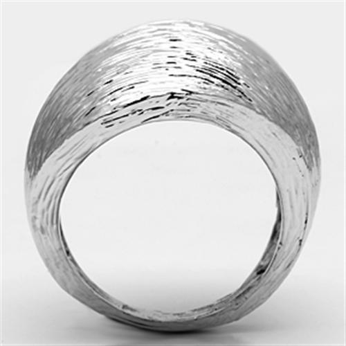 3W256 Rhodium Brass Ring with a sleek, polished finish, showcasing its elegant design without any stones.