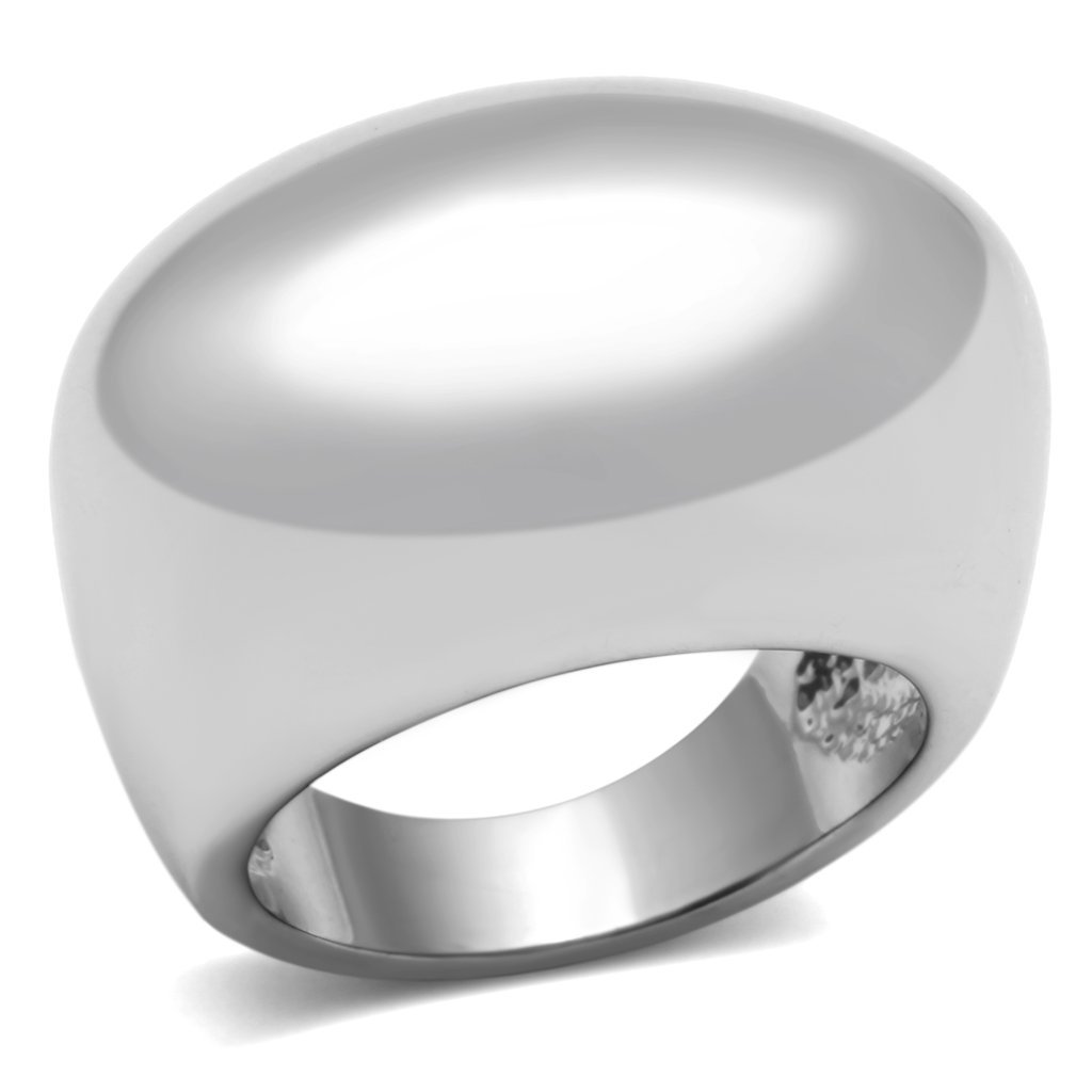 3W281 Rhodium Brass Ring with a sleek, polished finish, showcasing its minimalist design without any stones.