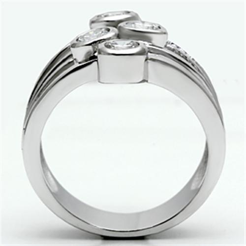 3W286 Rhodium Brass Ring featuring a clear AAA Grade CZ stone, showcasing its elegant design and luxurious finish.