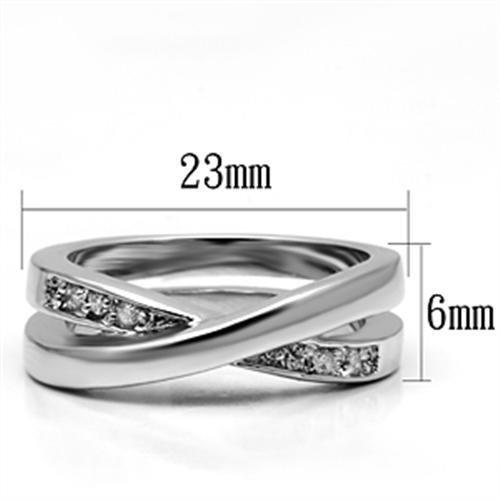 3W287 Rhodium Brass Ring featuring a clear AAA Grade CZ stone, showcasing its elegant design and luxurious finish.