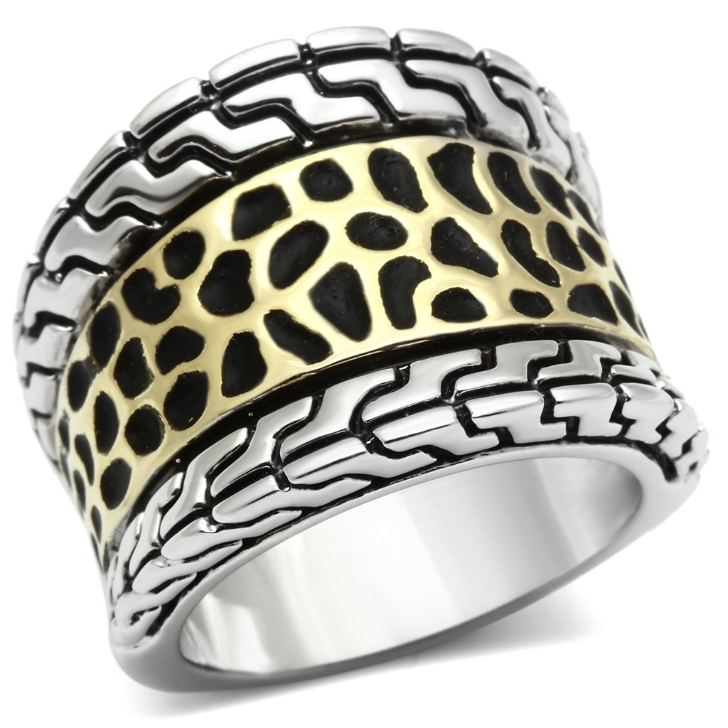 3W296 Reverse Two-Tone Brass Ring showcasing its elegant design and unique finish without any stone.