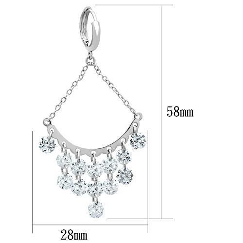 Elegant 3W300 Rhodium Brass Earrings featuring AAA Grade Clear CZ stone, showcasing a luxurious design.