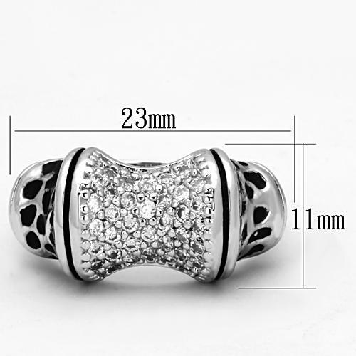 3W324 Rhodium Brass Ring featuring a clear AAA Grade CZ stone, showcasing its elegant design and luxurious finish.