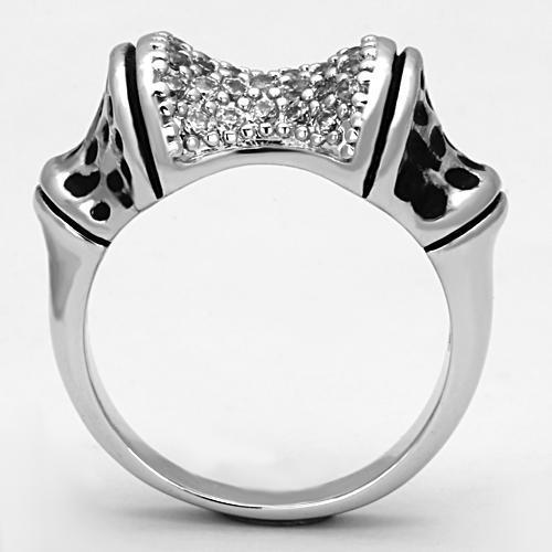 3W324 Rhodium Brass Ring featuring a clear AAA Grade CZ stone, showcasing its elegant design and luxurious finish.