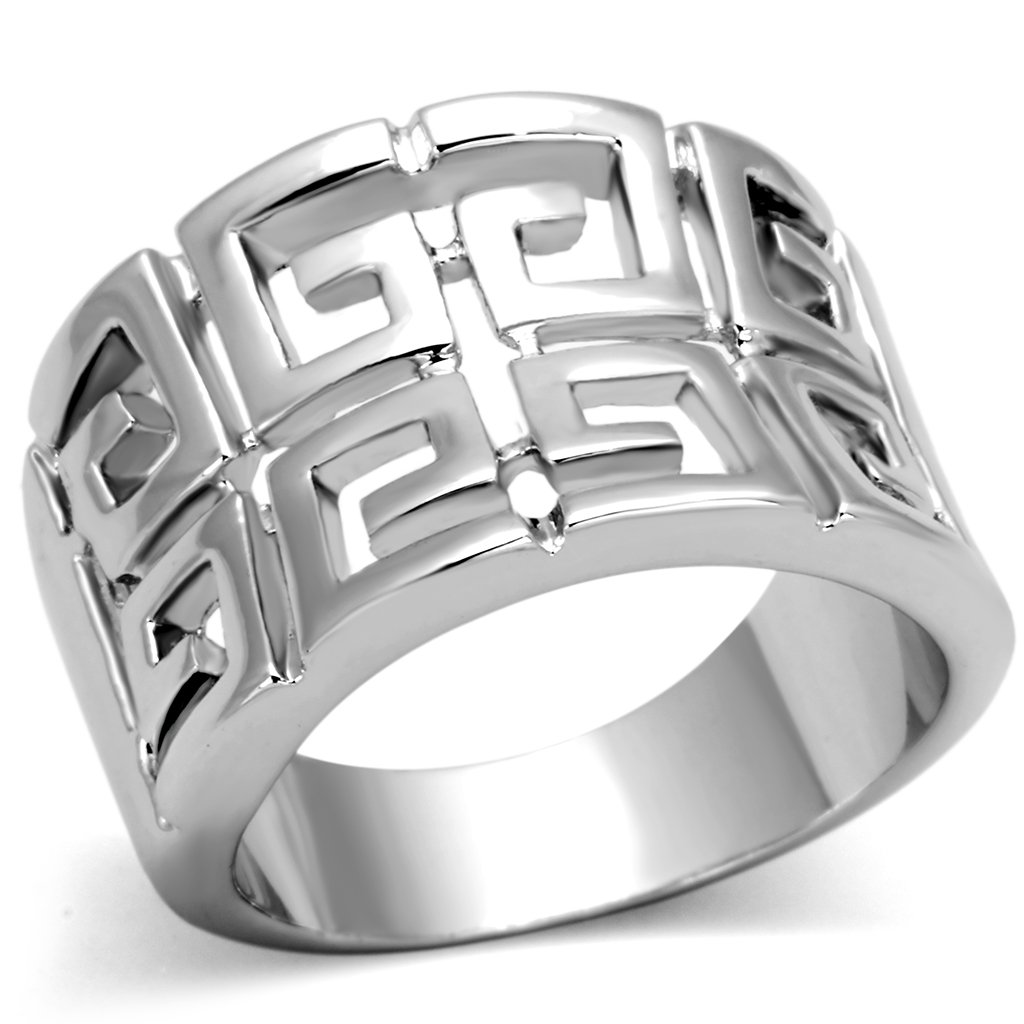 3W329 Rhodium Brass Ring with a sleek, polished finish, showcasing its minimalist design without any stones.