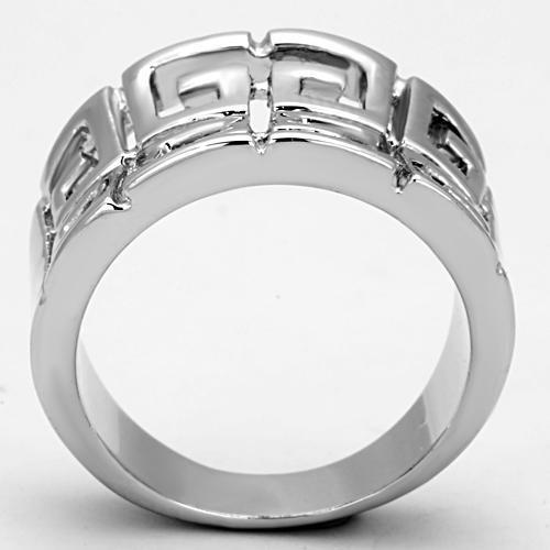 3W329 Rhodium Brass Ring with a sleek, polished finish, showcasing its minimalist design without any stones.