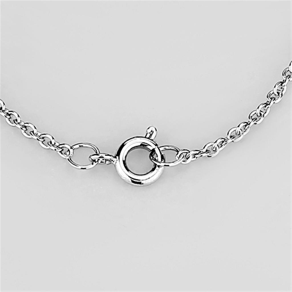 3W408 Rhodium Brass Necklace featuring a clear top grade crystal, showcasing its elegant design and luxurious finish.