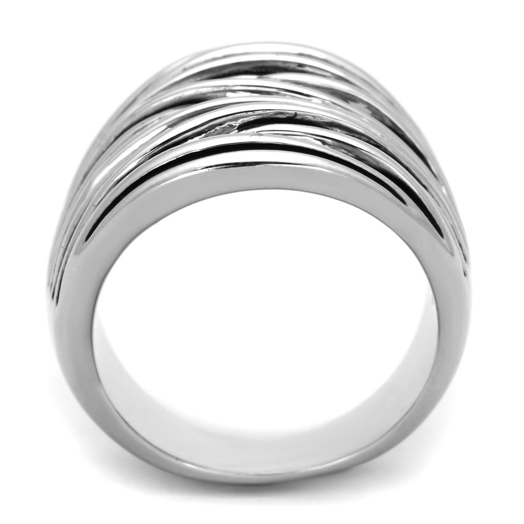 3W596 Rhodium Brass Ring featuring a jet epoxy center stone, showcasing a sleek and elegant design.