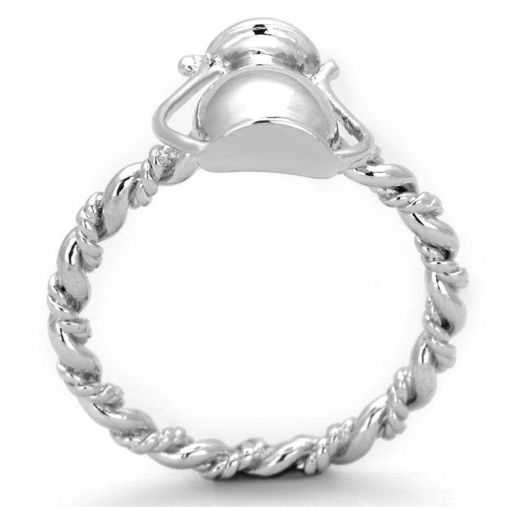 3W607 Rhodium Brass Ring with a sleek, minimalist design, showcasing its shiny finish and lightweight structure.