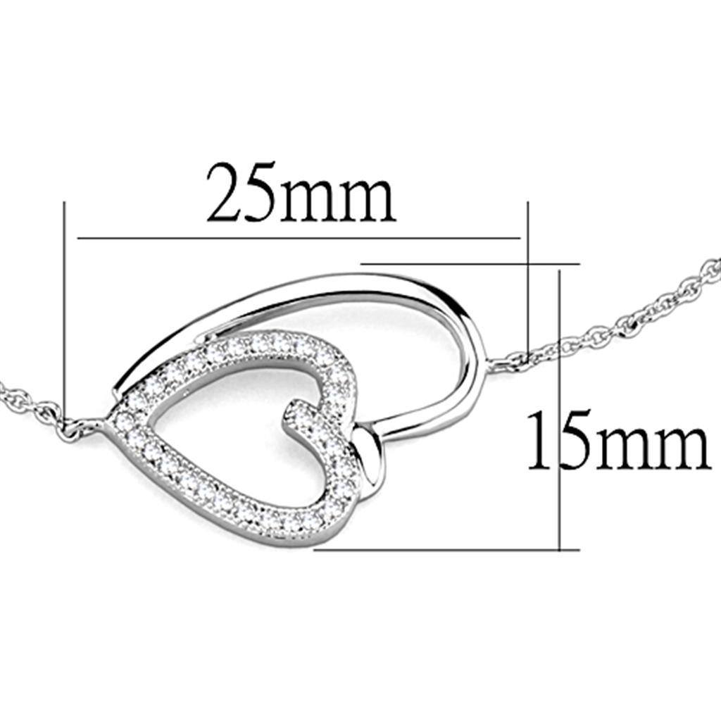 3W715 Rhodium Brass Bracelet featuring a clear AAA Grade CZ stone, showcasing its elegant design and luxurious finish.