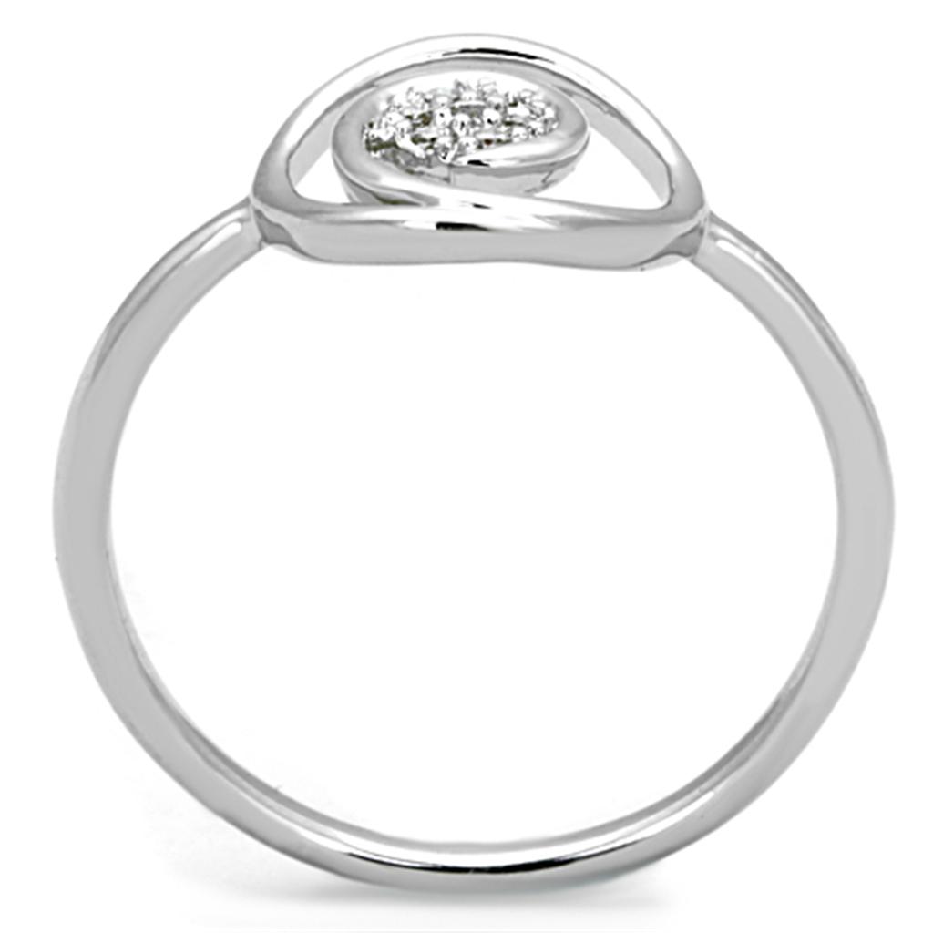 3W765 Rhodium Brass Ring featuring a clear AAA Grade CZ stone, showcasing its elegant design and luxurious finish.