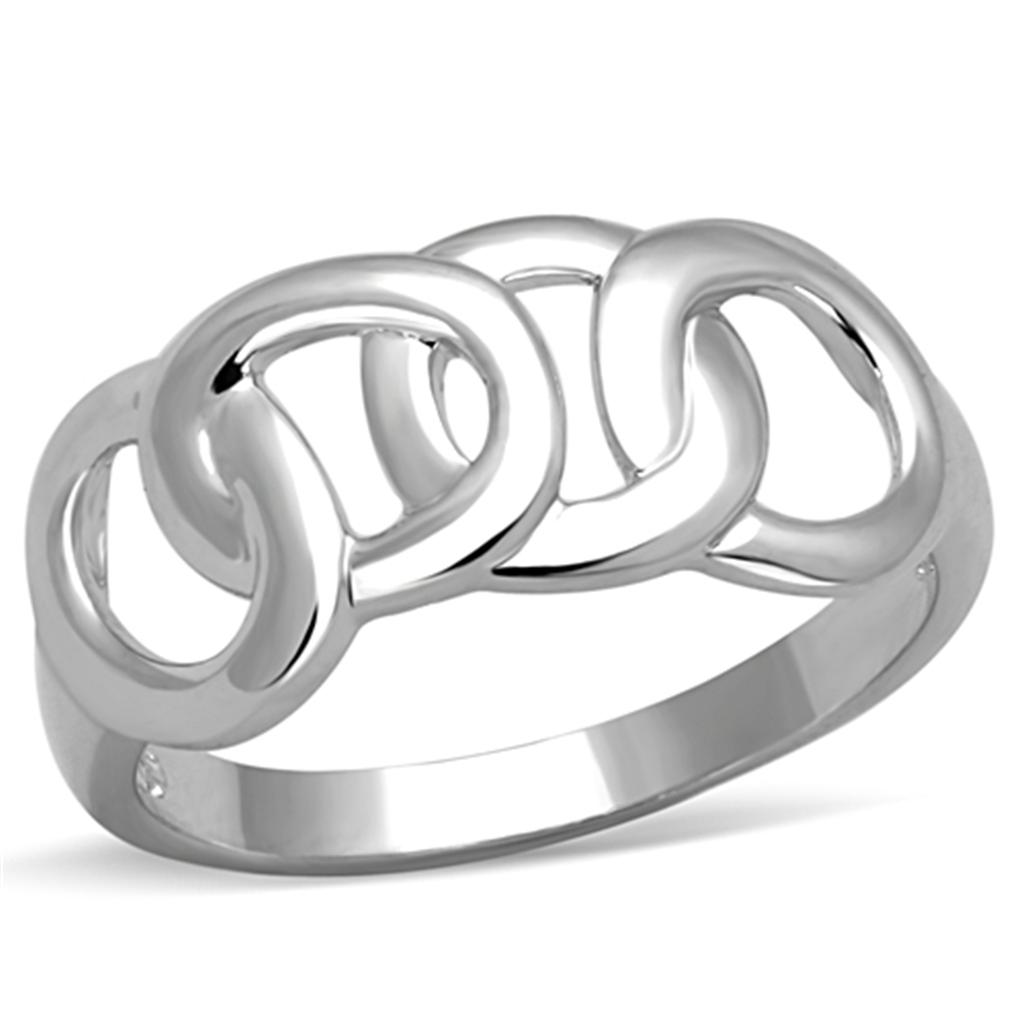 3W783 Rhodium Brass Ring with a sleek, minimalist design, showcasing its shiny finish and lightweight structure.