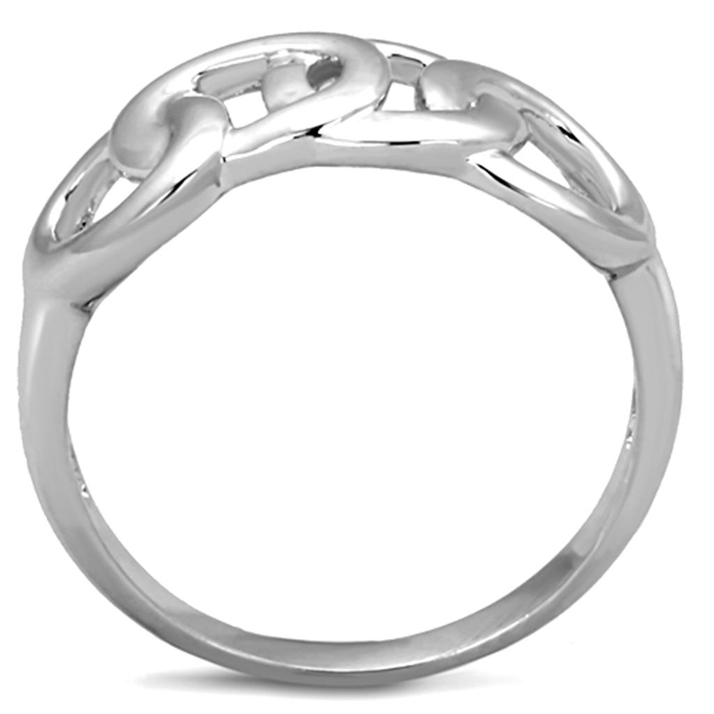 3W783 Rhodium Brass Ring with a sleek, minimalist design, showcasing its shiny finish and lightweight structure.