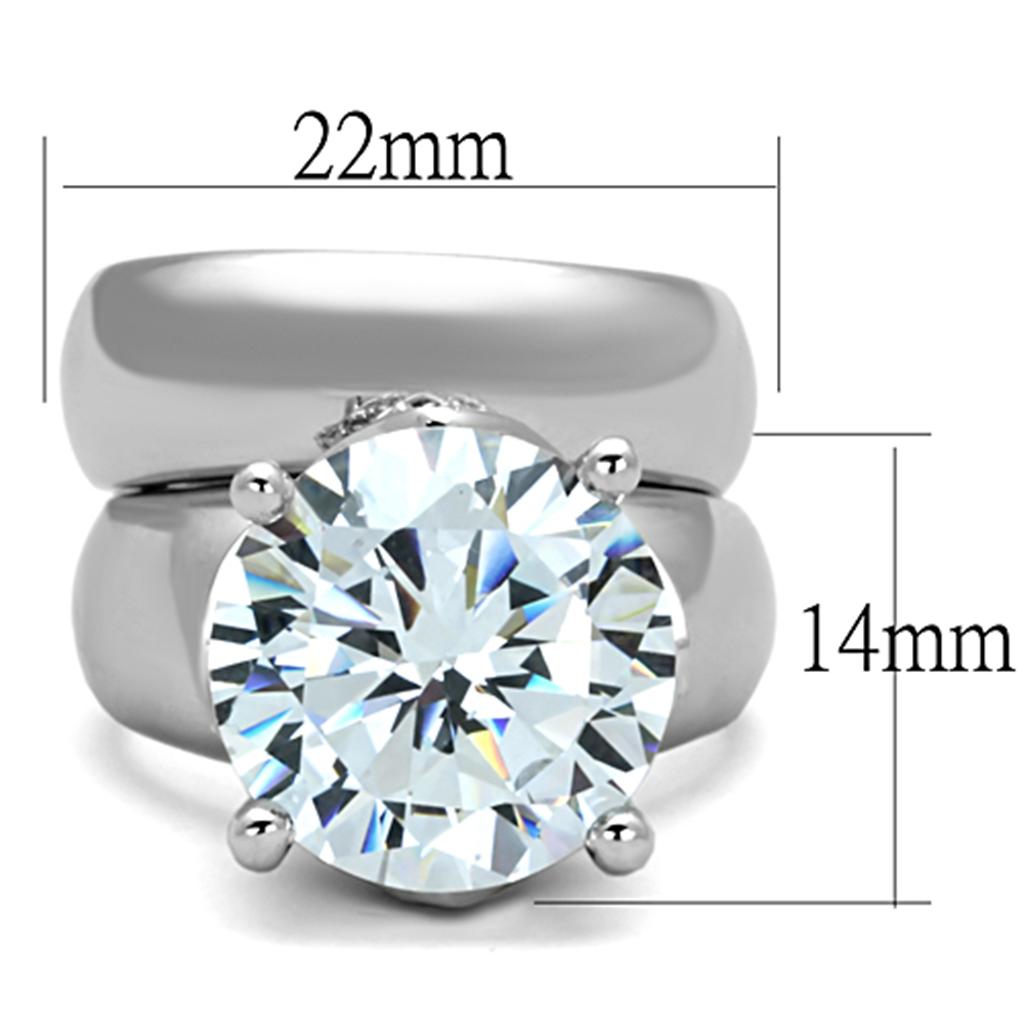 3W802 Rhodium Brass Ring featuring a clear AAA Grade CZ stone, showcasing its elegant design and luxurious finish.