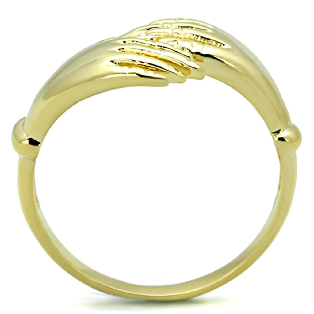 3W834 Gold Brass Ring with a sleek, minimalist design, featuring a luxurious gold finish and no center stone.