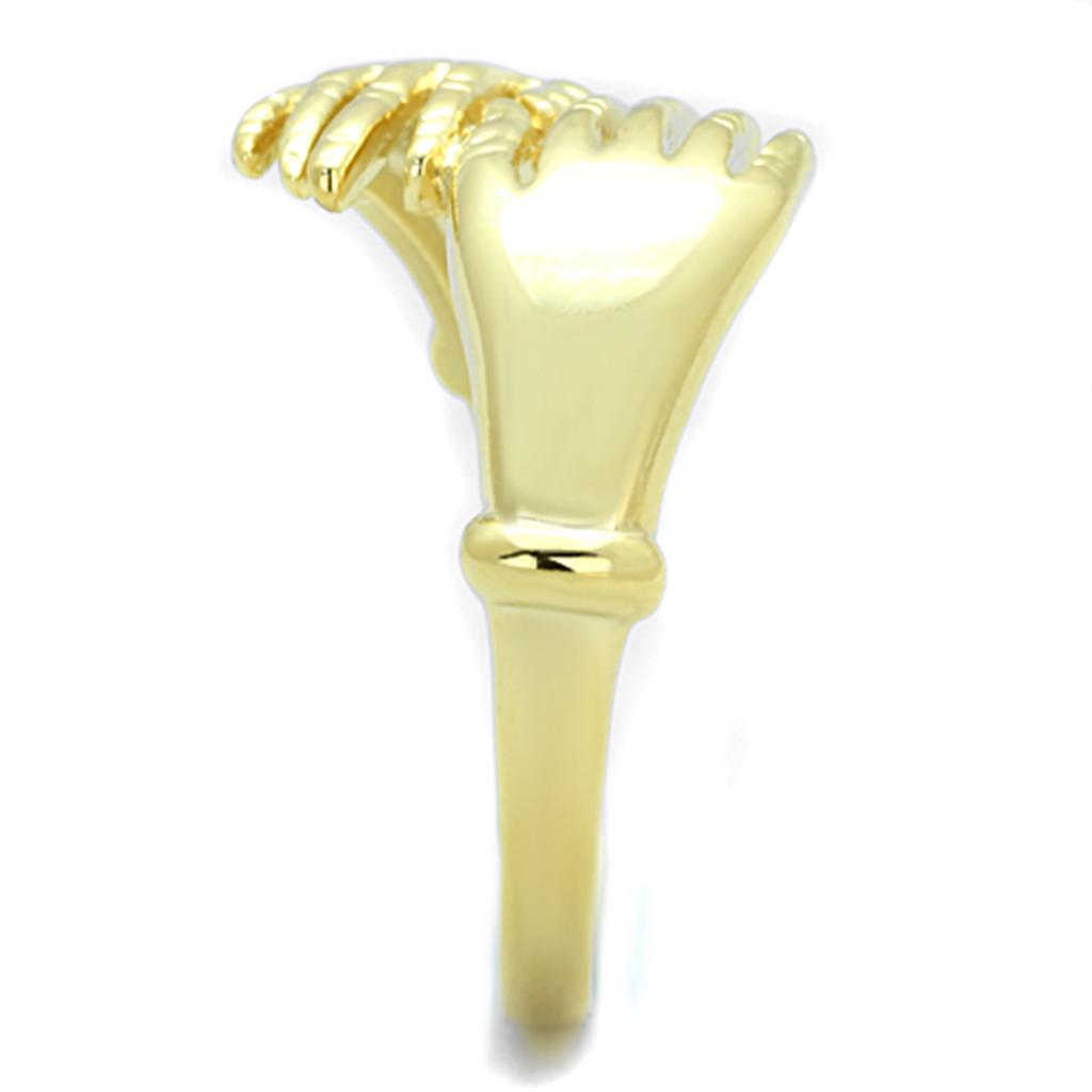 3W834 Gold Brass Ring with a sleek, minimalist design, featuring a luxurious gold finish and no center stone.