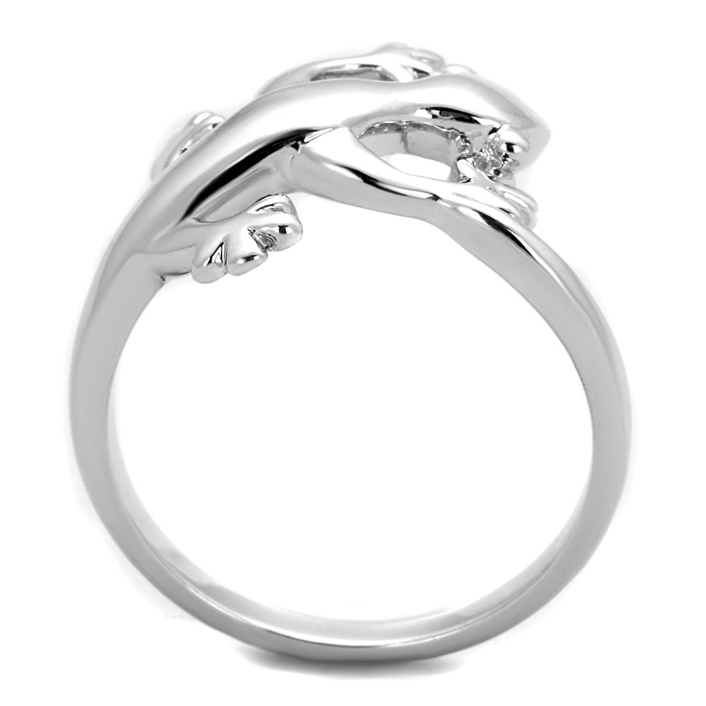 3W858 Rhodium Brass Ring with a sleek, minimalist design, showcasing its shiny rhodium finish and lightweight structure.