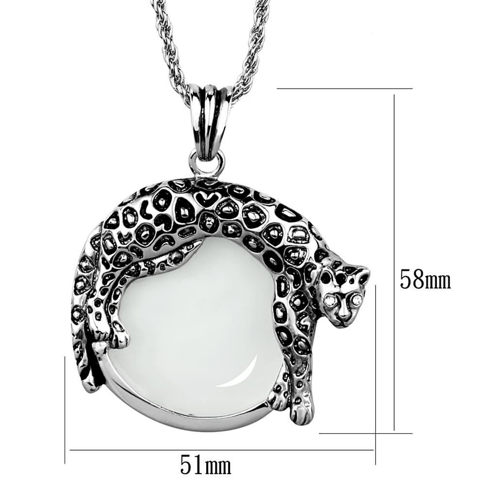 3W908 Rhodium Brass Magnifier pendant featuring clear synthetic glass center stone, elegantly designed for style and functionality.