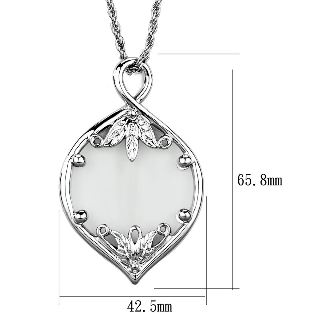 3W918 Rhodium Brass Magnifier pendant featuring a clear synthetic glass center stone, elegantly designed for style and functionality.