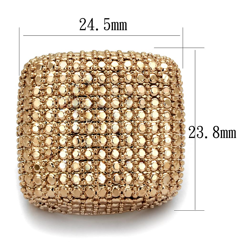 3W934 IP Rose Gold Brass Ring featuring AAA Grade CZ stone, showcasing its elegant design and luxurious finish.