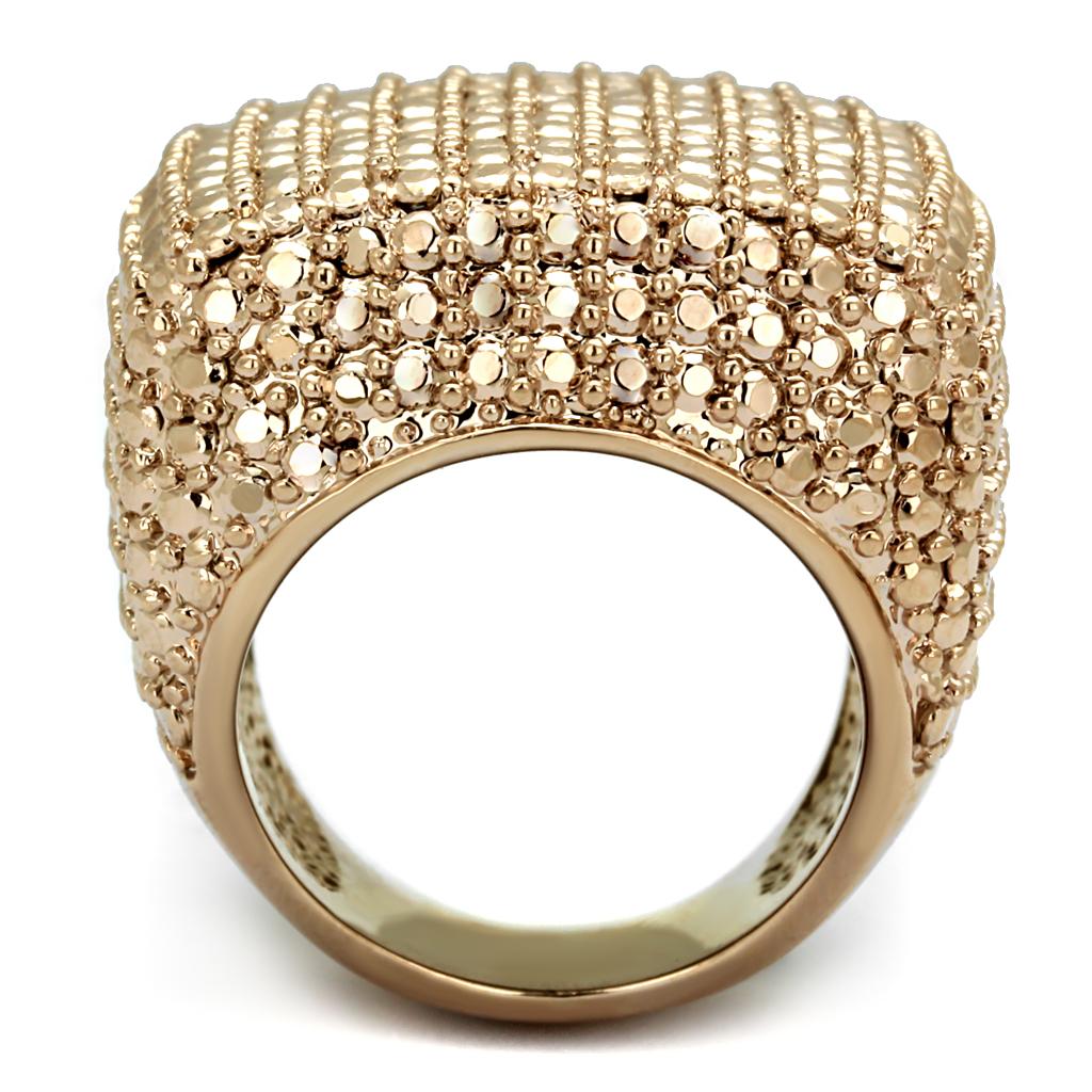 3W934 IP Rose Gold Brass Ring featuring AAA Grade CZ stone, showcasing its elegant design and luxurious finish.