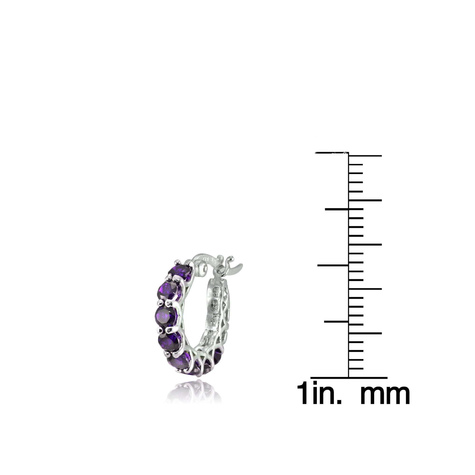 Elegant 4.00 CT Amethyst Gemstone Hoop Earrings in 18K White Gold, featuring a French lock closure and a stunning purple hue.