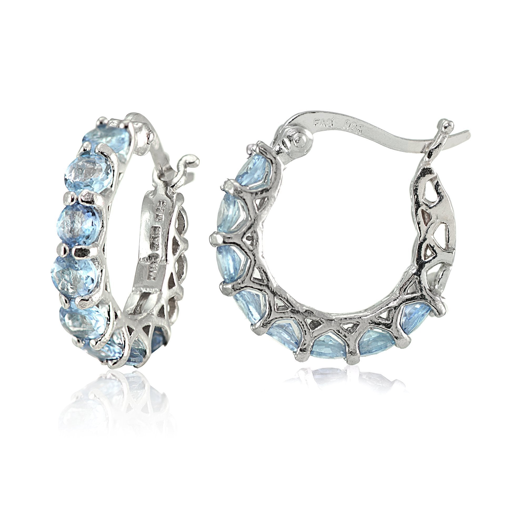 Elegant 4.00 CT Blue Topaz Hoop Earrings in 18K White Gold, showcasing their stunning color and craftsmanship.