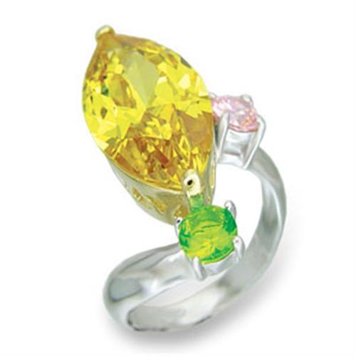 Reverse Two-Tone 925 Sterling Silver Ring featuring AAA Grade CZ center stone in citrine color, showcasing a modern and elegant design.