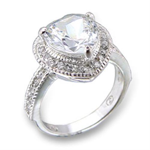 High-Polished 925 Sterling Silver Ring featuring a clear AAA Grade CZ stone, showcasing its elegant design and shine.