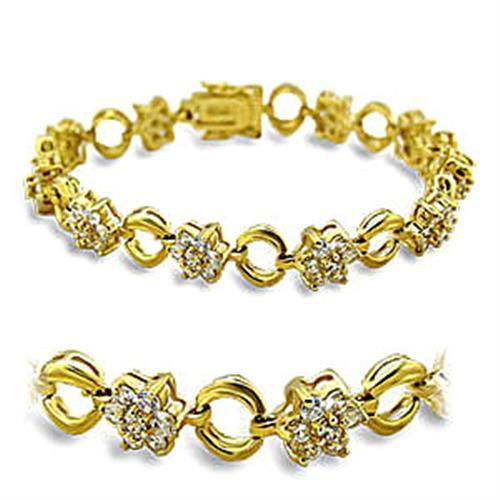 Gold brass bracelet featuring a clear AAA Grade CZ stone, elegantly designed for stylish wear.