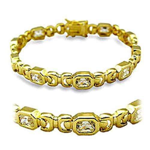 Gold brass bracelet featuring AAA grade clear CZ stone, elegantly designed for versatile wear.