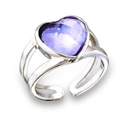 Elegant Rhodium Brass Ring featuring AAA Grade CZ in Light Amethyst, showcasing its brilliant stone and luxurious finish.