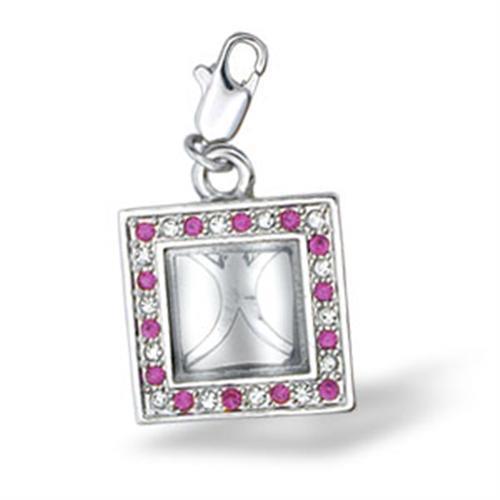 A beautiful rhodium-plated brass pendant featuring a top grade rose crystal, showcasing elegance and sophistication.