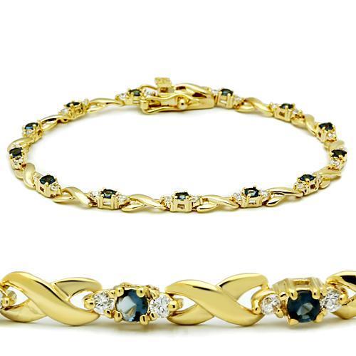 Gold brass bracelet featuring a synthetic spinel stone in Montana color, elegantly designed for stylish wear.