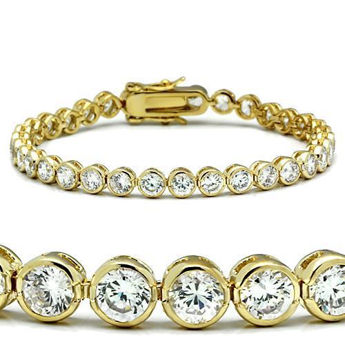 Gold Brass Bracelet featuring AAA Grade Clear CZ stone, showcasing elegance and sophistication.