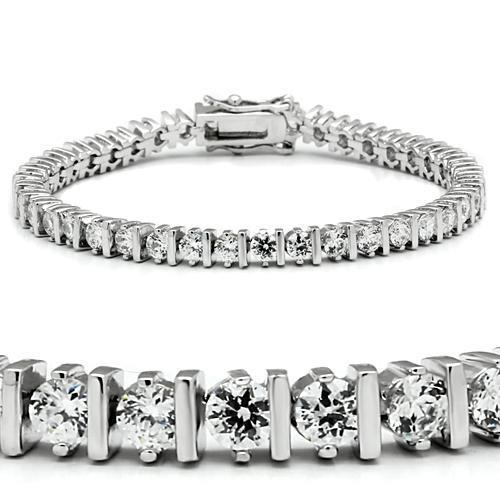 A beautiful rhodium brass bracelet featuring a clear AAA Grade CZ stone, showcasing elegance and sparkle.