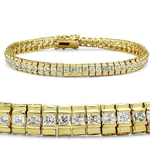 Elegant gold brass bracelet featuring AAA grade clear CZ stones, showcasing a luxurious design perfect for any occasion.