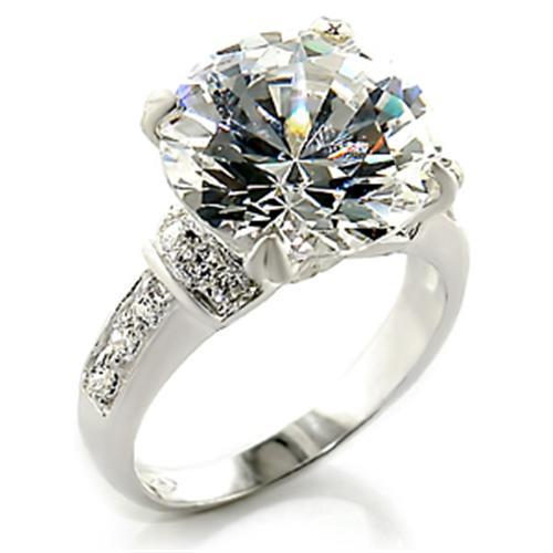 High-Polished 925 Sterling Silver Ring featuring a clear AAA Grade CZ center stone, showcasing elegance and craftsmanship.