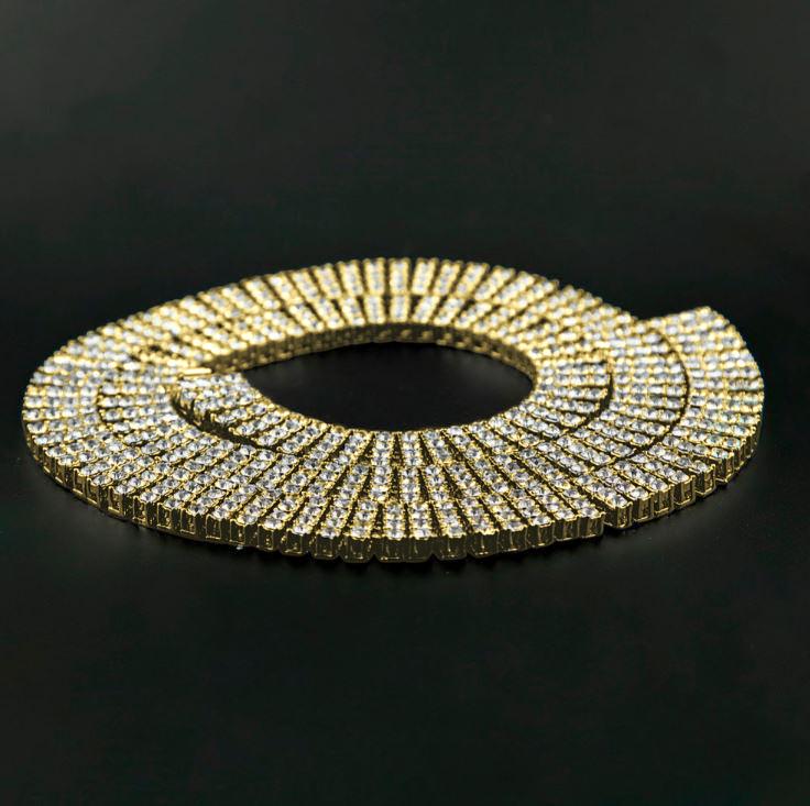 4FREEDOM 4 Row Tennis Chain featuring rhinestone crystals on an alloy base, elegantly displayed.