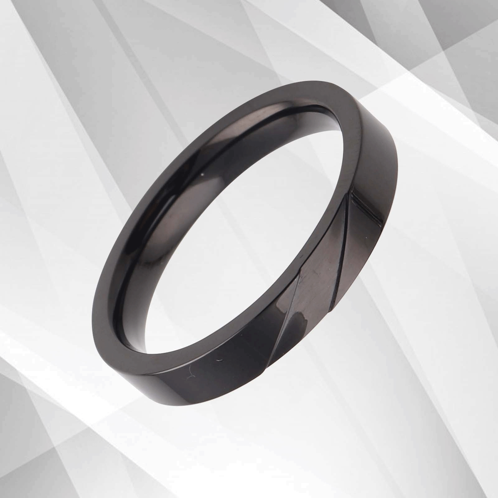 4mm Exclusive Sleek Design Engagement Ring in 18Ct Black Gold Over Titanium, showcasing a modern flat-court shape with a sparkling finish.