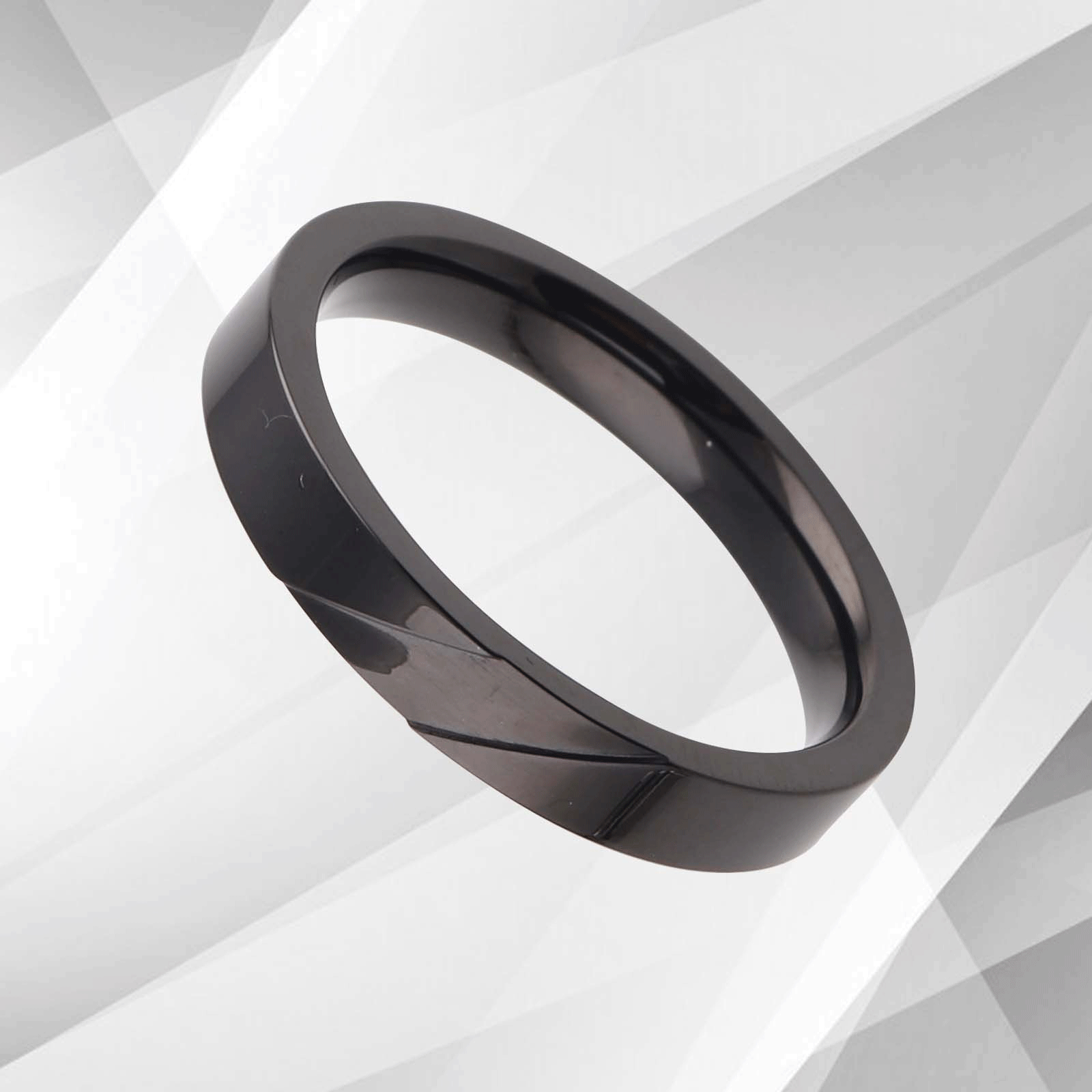 4mm Exclusive Sleek Design Engagement Ring in 18Ct Black Gold Over Titanium, showcasing a modern flat-court shape with a sparkling finish.